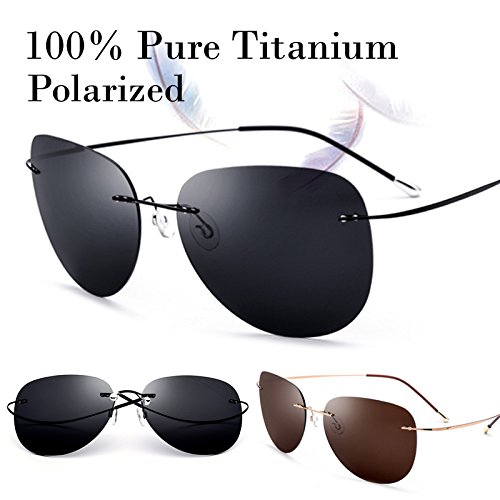 100% Real Titanium No Screw Rimless Polarized Sunglasses For Men Women Ultralight2