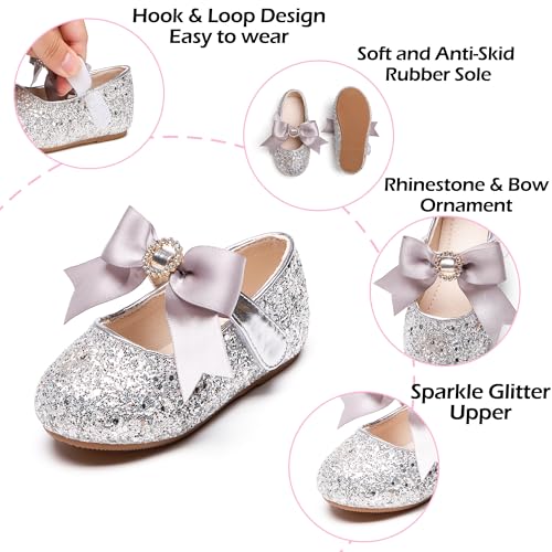 Image of PHIRAMIN Toddler Flower Girl Dress Shoes - Little Girl Mary Janes Flats Wedding