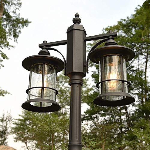 2 luces, europeo, vintage, exterior, poste, poste, alto, paisaje, farola, impermeable, exterior, jardín, columna, iluminación, ingeniería, iluminación, linterna, césped, para, pasarela, camino, e27 (t