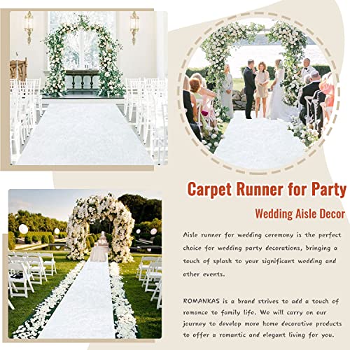 image for ROMANKAS White Aisle Runner for Wedding Ceremony 4x15 FT Velvet Aisle 