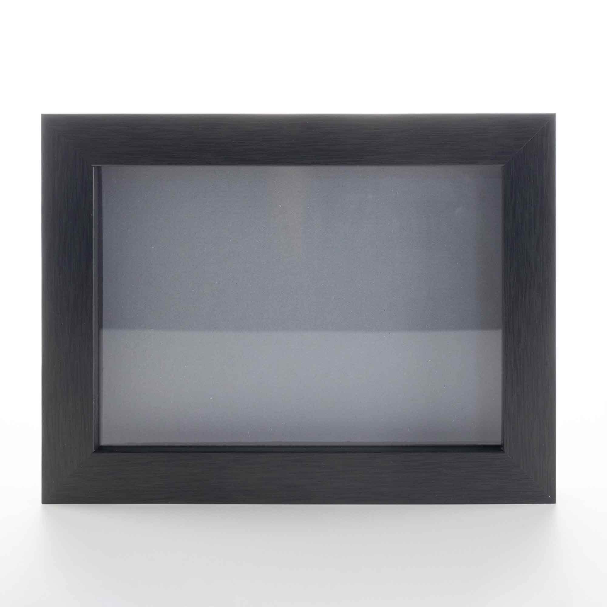 Charcoal 20x24 Shadow Box Solid Wood Display Frame with Grey Acid-Free Backing UV Acrylic & Hanging Hardware | 3/4