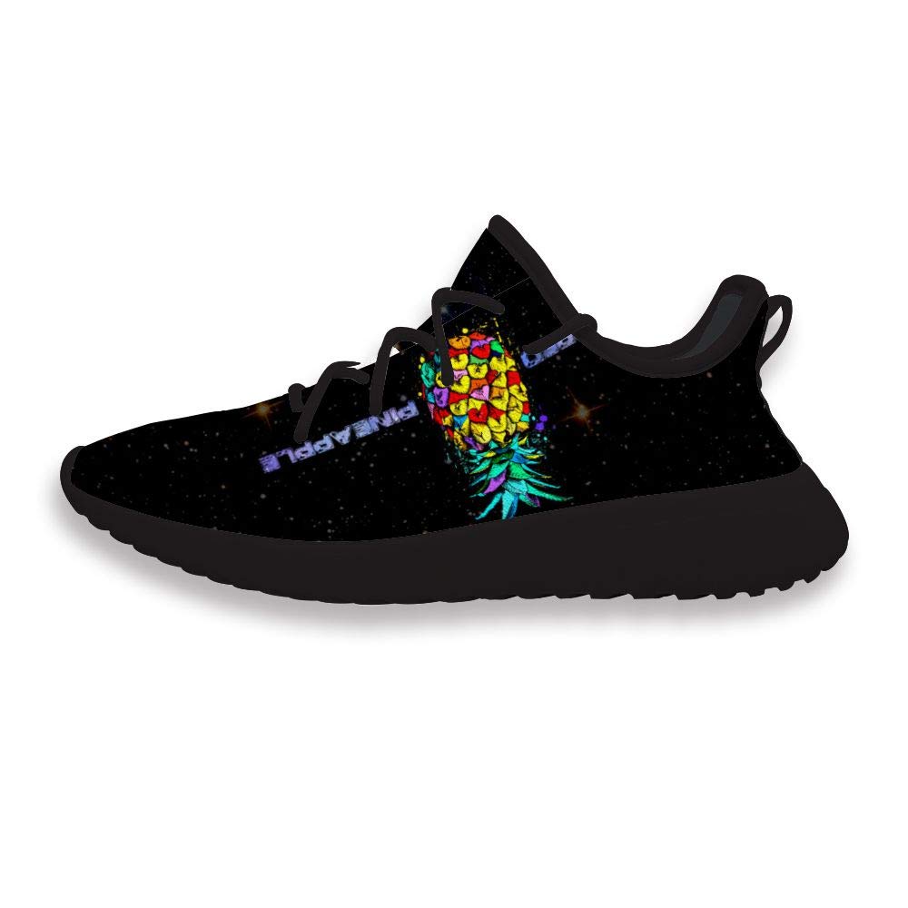 Funny Printing Cute Colorful Pineapple Lace Up Shoes Classic Lightweight Breathable Trainer Shoes for Men
