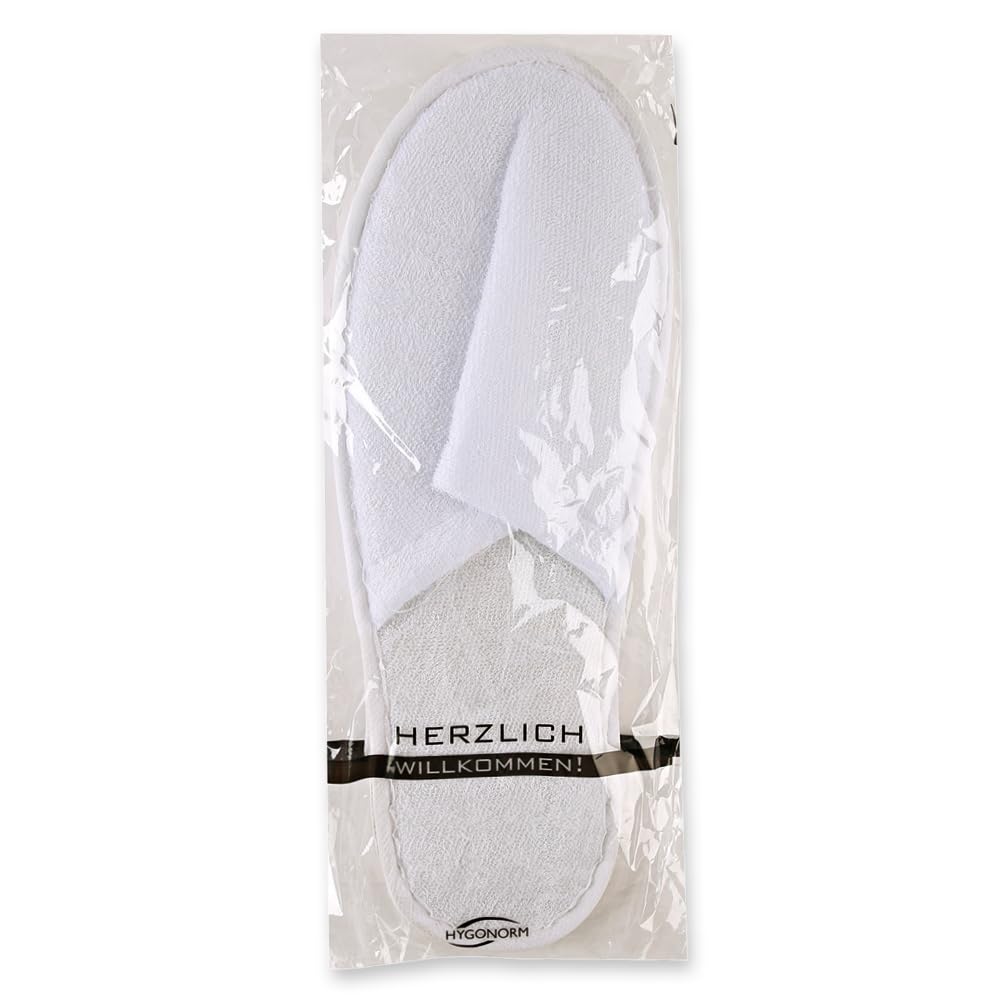 FRANZ MENSCH 200 Stück Hygonorm Slipper Classic, geschlossen | Polyester, Karton, weiß, Einheitsgröße, L: 28,5cm, B: 11cm, H: 1cm, Hotelslipper, Einweg-Hausschuhen, Gästeschuhe