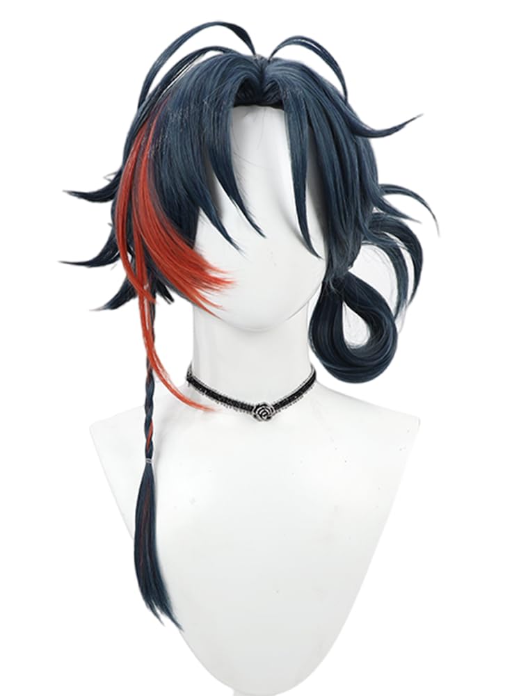 Amazon.co.jp: コスプレウィッグ 魁星 かいせい ネイビー レッド 耐熱 