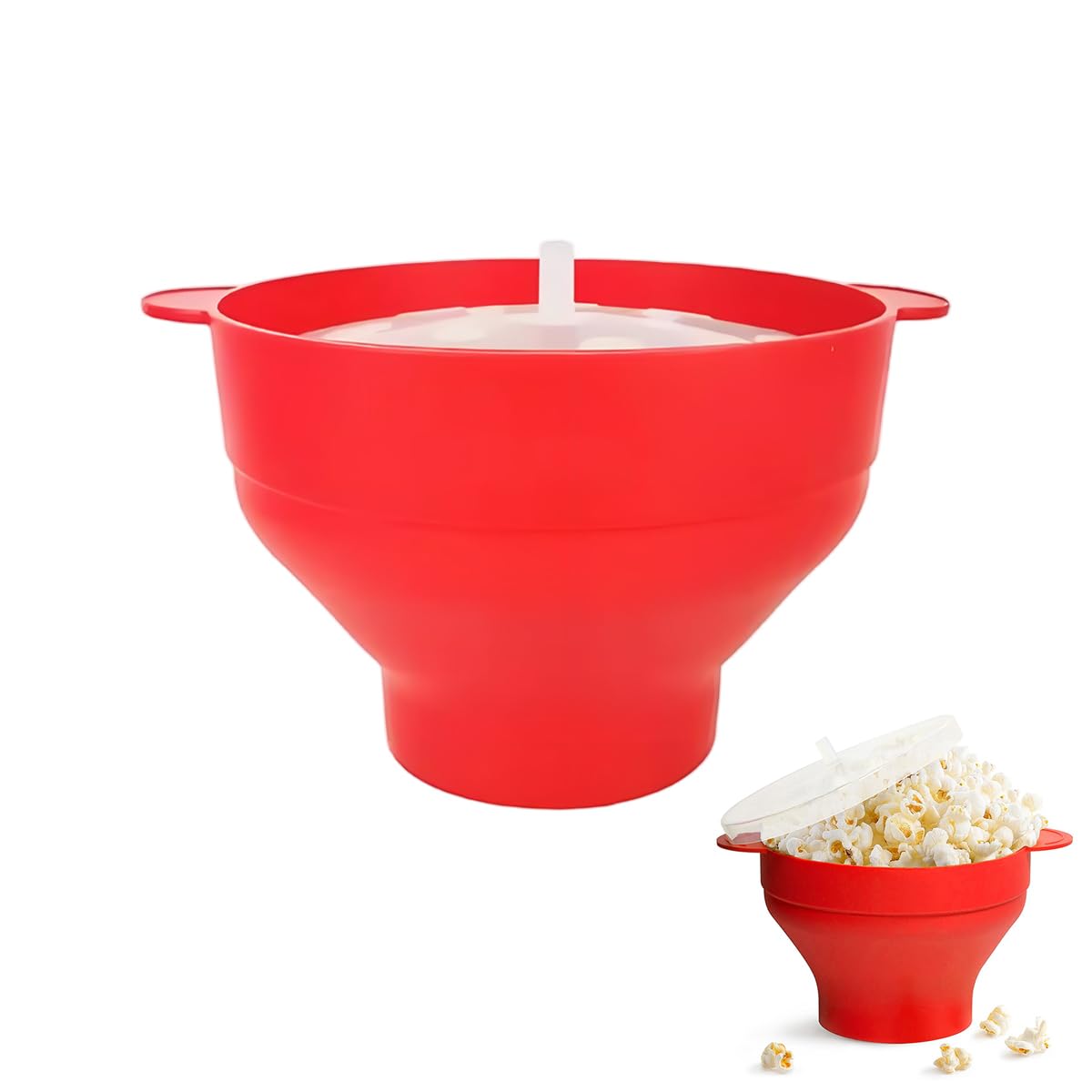 ZIBUYU® Microwave Popcorn Popper Bowl – Collapsible Silicone Popcorn Maker with Lid