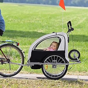Aosom-Elite-360-Swivel-Bike-Trailer-for-Kids-Double-Child-Two-Wheel-Bicycle-Cargo-Trailer-with-2-Security-Harnesses - Cucciolini Doodles Aosom-Elite-360-Swivel-Bike-Trailer-for-Kids-Double-Child-Two-Wheel-Bicycle-Cargo-Trailer-with-2-Security-Harnesses