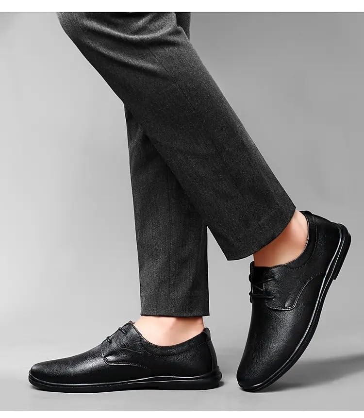 Casual Dress Shoes for Mens Shoes Dress Oxford for Men Lace Up Round Toe Vegan Leather Shoes Slip Resistant Low Top Anti-Slip Non Slip Flat Bottom Party Formal Shoes2