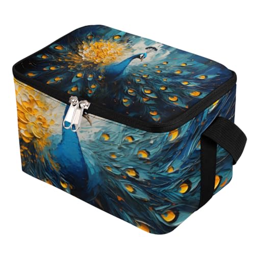 GzLeyigou Lunch Bags for Women Men 9 Cans,Peacock' s Tail Hot & Cold Food Delivery Bag Insulated Grocery Bag Insulated Lunch Box Colorful Cooler Bag for Office Work Picnic Beach