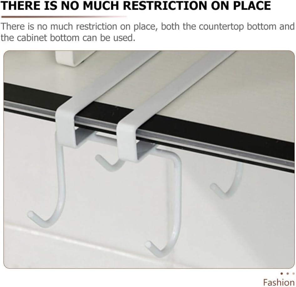 Kichvoe Mug Rack Under Cabinet Organizer Hooks Punch Design Sturdy Construction for Kitchen Bathroom and Living Room Storage for Coffee Cups and Mugs