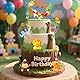 Joyek 12-tlg. Dschungel Tortendeko Set – Happy Birthday Cake Topper Tiere für 1. Geburtstag – Safari Deko Kindergeburtstag Junge Mädchen
