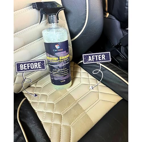 Image of CAR SAAZ Car Interior Cleaner & Protector 1 Ltr with Microfiber Cloth | Premium Cleaner For All Interior & Upholstery Surfaces | Car Interior, Fabric, Sofa, Carpet & Upholstery Cleaner (Pack of 2)