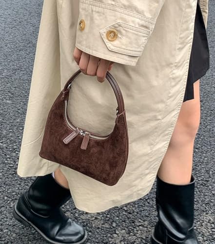 Crescent Crossbody Bag Women’s Suede & PU Leather Adjustable Shoulder Bag 2025 Retro Chic Handbag for All Seasons2