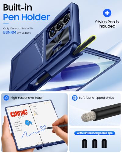 Image of for Samsung Galaxy Z Fold 8 Ultra Case Wallet, Screen Protector,S-Pen | Card Holder RFID Blocking, Slide Lens Cover, Hinge Protection, Shockproof Phone Cover for Z Fold 8 Ultra (Blue)