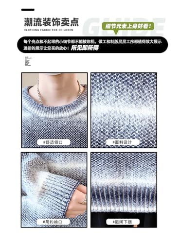 Mens Winter Sweaters Korean Style Soft Warm Print Sweater Casual Loose Long Sleeve Pullovers2