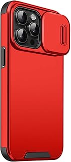 Funda para iPhone 16/16 Pro/16 Plus/16 Pro Max, cubierta de lente deslizante, protección de policarbonato a prueba de golpes, funda ultrafina, 16 Pro, color rojo