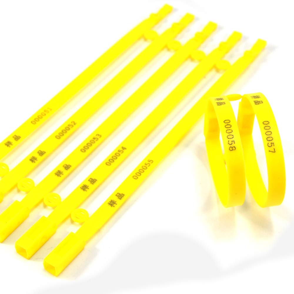 Plastic Tamper Seals Numbered Security Shipping Tags Container Ties Fixed Length Disposable Lock for Trailer Truck 8.27inch(Pack of 1000) (Yellow)