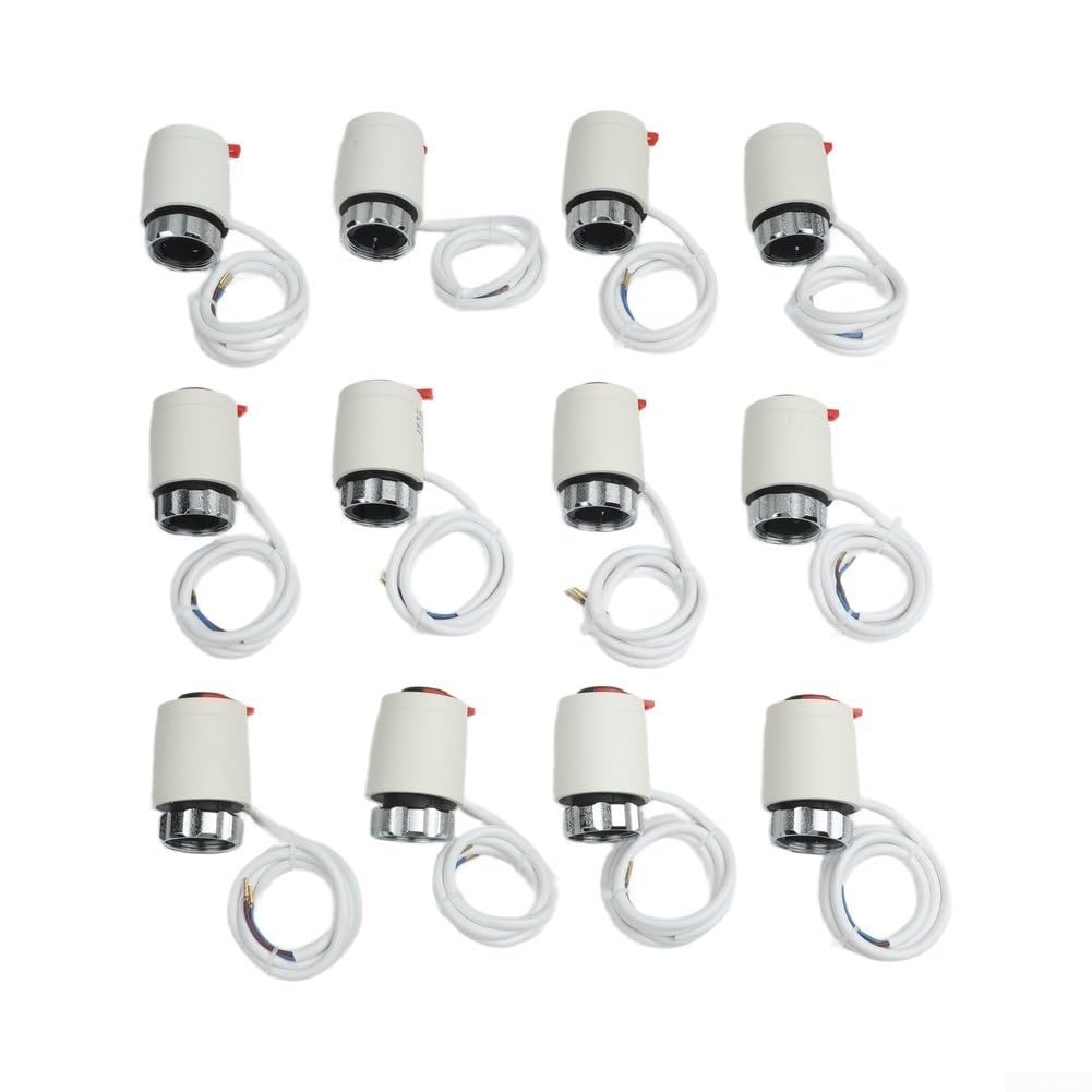 Attuatore elettrico intelligente per UFH 230 V, normalmente chiuso, M30 x 1,5, motore silenzioso a risparmio energetico per regolatore di riscaldamento a pavimento e regolazione collettore, 12 pezzi