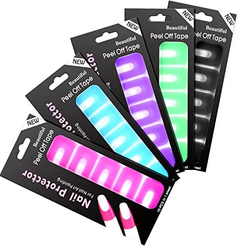 Outus 150 Pcs U Shape Nail Polish Protector Peel Off Tape, Multicolor