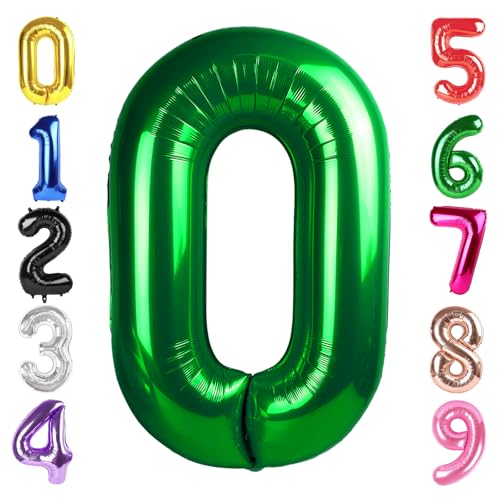 Image of 40 Inch Green Number 0 Balloon Birthday Party Decorations for Men & Women