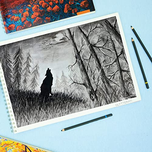 Image of MENORAH - A3 Drawing Book - Sketch Pad | 140 GSM | (100 Pages /50 Sheets)| Metal Wire-O Bound Drawing Notebook | (29.7 X 42.0 Cm)- Blossom Valley Design
