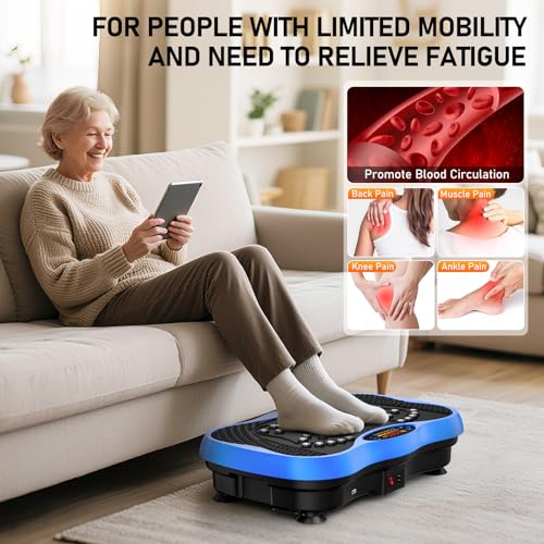 Image of Vibration Plate Exercise Machine, 130 Levels Full Body Workout Vibrating Plate for Lymphatic Drainage Weight Loss, 450 Lbs Capacity Shake Platform with Resistance Bands Bluetooth for Women Men