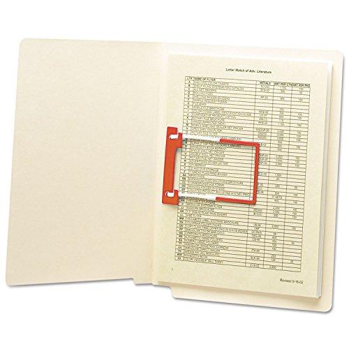 Smead U-Clip Bonded Fastener, 2' Capacity, Red, 100 per Box (68260)