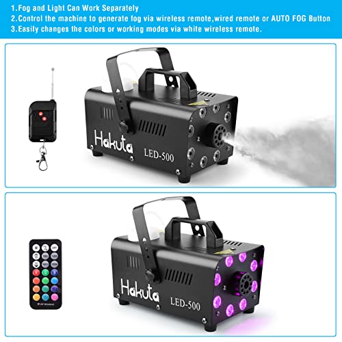 Fog Machine, Hakuta Automatic Spray Smoke Machine With 8 Led Lights And 13 Colorful Led Lighting Effects, 500W And 2000Cfm Fog Led Fog Machine, Perfect For Wedding, Christmas, Halloween, Performance #TOP5