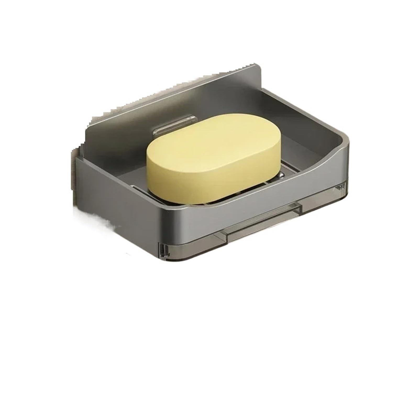 Bathroom Soap Holder Free-Punching Wall Mounted Sponge Organizer Double Drainage Dish Accessories(Grey)