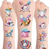 8 Sheets 200+ Ice Cream Drip Baseball Temporary Tattoos Stickers Baseball Ice Cream Themed Decorations Favors Baseball Sport Team Tattoo Stickers Gifts Rewards Supplies