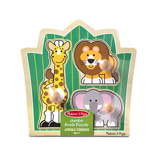 Melissa & Doug Jungle Friends Safari Animals Jumbo Knob Wooden Puzzle - Wooden Peg Chunky Baby Puzzle, Preschool Learning Puzzle, Wooden Puzzle Board For Toddlers Ages 1+ #TOP4