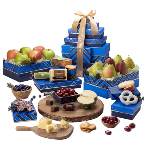 The Fruit Company Grand Holiday Gift Tower, Fresh Fruits and Tasty Gourmet Treats, Great for Christmas, Anniversaries, Thanksgiving, and More