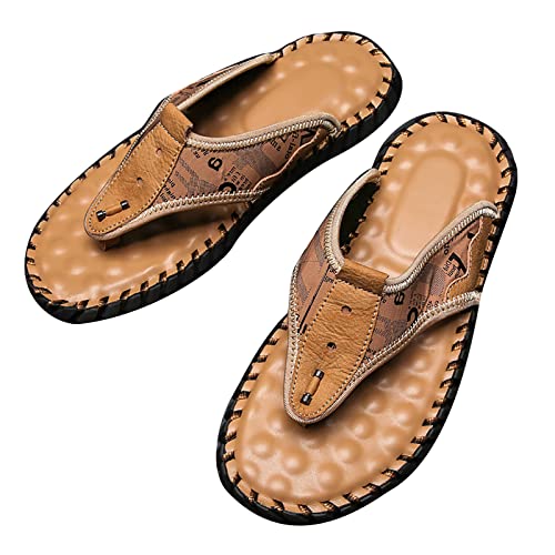 Sandales de plage légères en cuir souple et pantoufles d'extérieur pour homme