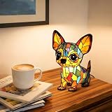 LOMUG Chihuahua - Lampada decorativa per cani luminosi, in resina, a LED, classe energetica A, per gli appassionati di cani, decorazione per la cameretta dei bambini (Chihuahua A, piccola)