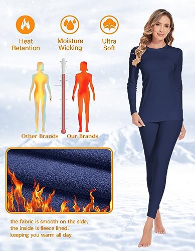 Image of YADIFEN Women Thermal Underwear Set,Long Johns for Women Base Layer with Fleece Lined Long Underwear Top Bottom Cold Weather