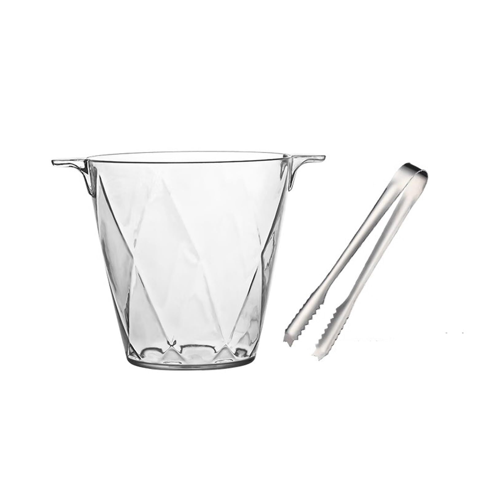 Cubo de hielo acrílico transparente de 1,5 litros, para 1 botella de vino o champán, cubo de hielo con pinzas de hielo, cubo de champán
