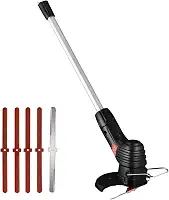 Cortador de grama elétrico sem fio atualizado, aparador de grama leve portátil para jardim, aparador de grama recarregável, com cabo telescópico, 4 lâminas de plástico e 1 lâmina de metal