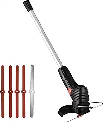 Cortador de grama elétrico sem fio atualizado, aparador de grama leve portátil para jardim, aparador de grama recarregável, com cabo telescópico, 4 lâminas de plástico e 1 lâmina de metal