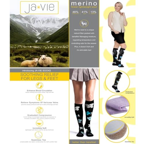 Image of Lightweight Merino Wool Everyday Compression Socks (15-20mmHg) - Flowe