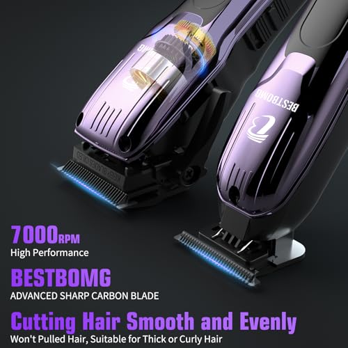 Image of BESTBOMG Hair Clippers for Men, Clipper, Trimmer & Shaver Set, BS-808C | Professional Hair Clippers for Men, Barber Grooming Kit, Zero-Gapped T-Blade & LED Display, Gifts for Men, White