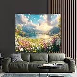 GLWDMH 150x130CM Tapiz de flores de estanque, tapiz de poliéster para colgar en la pared, ideal para dormitorio, oficina, fiesta, con paquete de instalación.