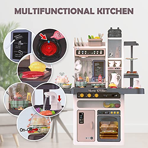 Kinderplay Cucina Giocattolo per Bambini - con Caratteristiche di Suoni, luci e Acqua, Cucina Giocattolo Include 65 Accessori, Vapore Durante la Cottura, KP3297 (KP3297)