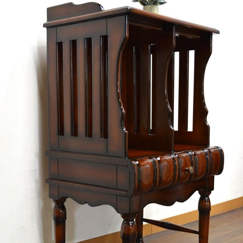 Amazon｜マホガニー ベッドサイドテーブル ミニ本棚 完成品 ナイト