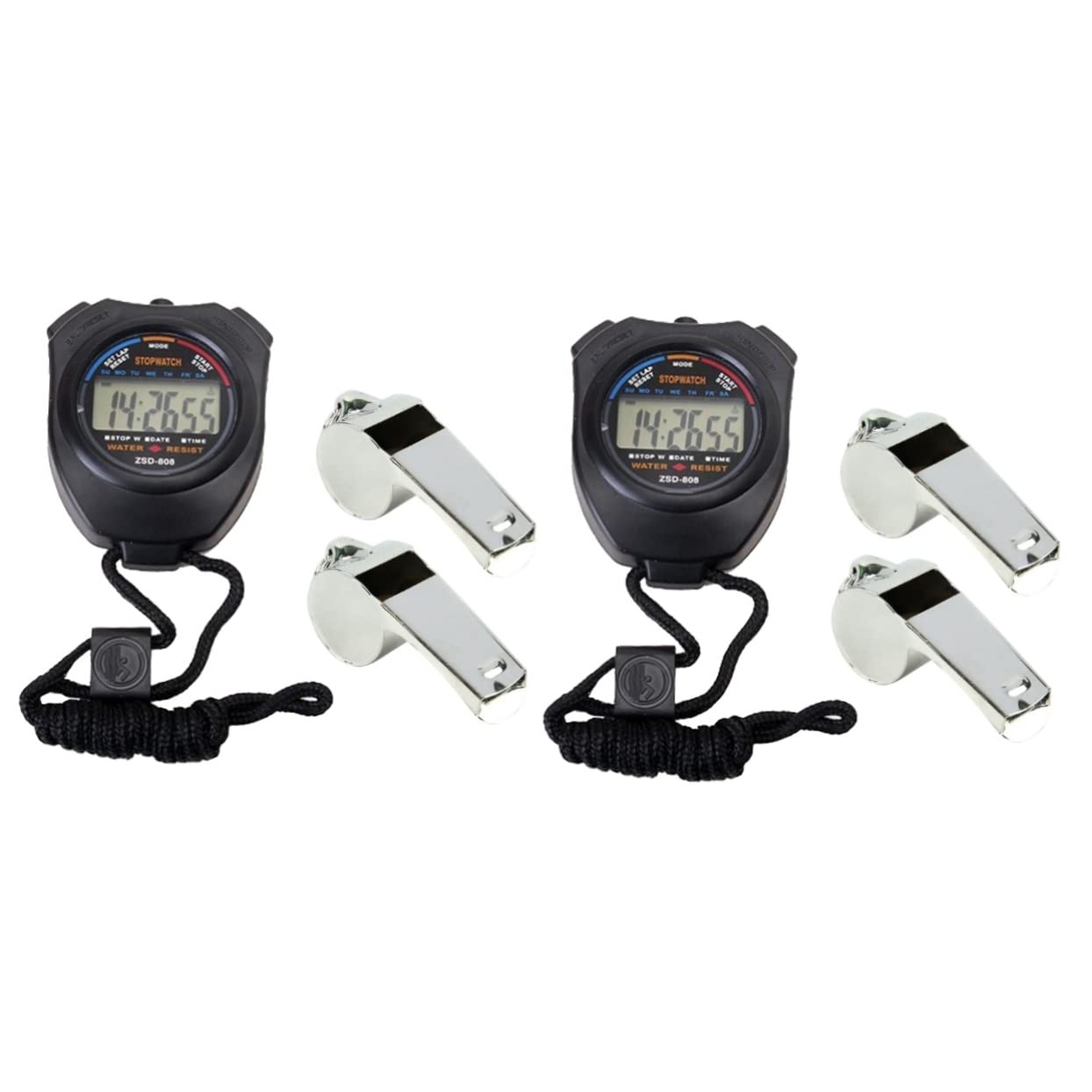 BESPORTBLE 2pcs Stopwatch Whistles Set Double Channel Timer for Sports Ideal for Racing Training Random Style-image-31