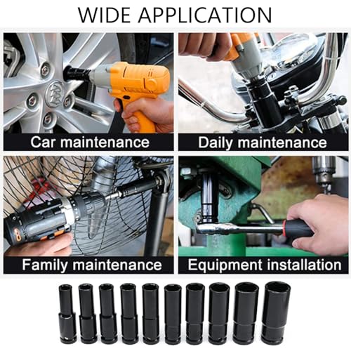 Image of TA-VIGOR 2Pcs 1 /2 Drive by 22mm Deep Impact Socket, 6 Inch Length Durable Reliable CR-V Steel, 6-Point Metric Sizes for Home Car Repair