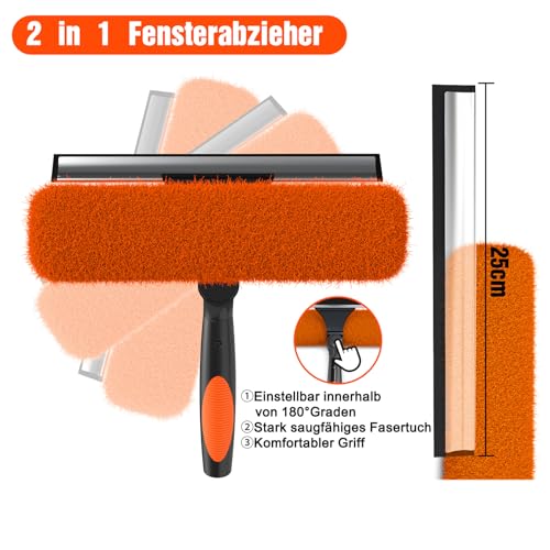 LAANPOLE 6,8 m Fensterabzieher mit Verlängerungsstange, 2-in-1-Rakel für Fensterreinigung, professionelles Reinigungsset für Zuhause, mit 6 m Teleskopstange für den Innen- und Außenbereich