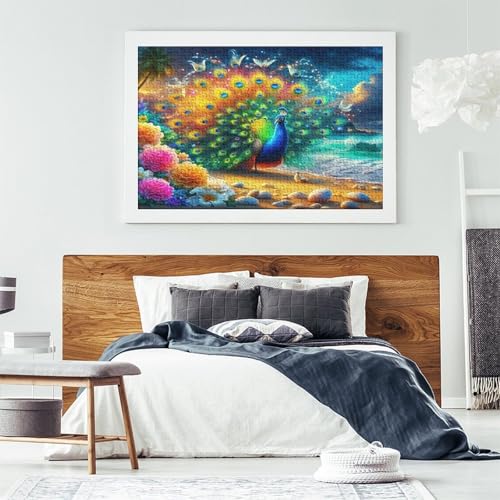 Puzzle de 1000 piezas de cartón premium con ajuste perfecto y diseño sofisticado de pavo real 7