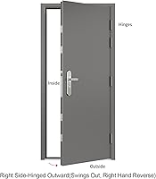 Vista 2 de Puerta de Seguridad de Montaje Rápido VIZ-PRO de Acero con Marco y Herrajes, Gris, Puerta con Bisagras a la Derecha, Ancho Ajustable de 38 9/16" a