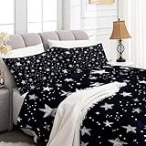 Couette Imprimée 140x200 cm Fantaisie Couette en Duvet Argent Étoiles Univers...