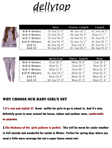 Dellytop Girl's 2Pcs Outfit Set Long Sleeve Pullover Tops And Drawstring Legging Pants Athletic Jogger Set Sweatsuit With Pocket #TOP2