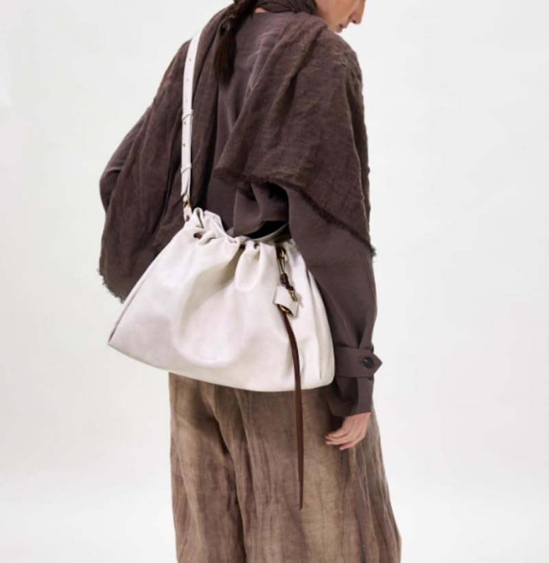 Large Capacity One-Shoulder Underarm Bag,Soft Lightweight Pleated Bags for Women,Slouchy Retro Styles Crossbody Bags3